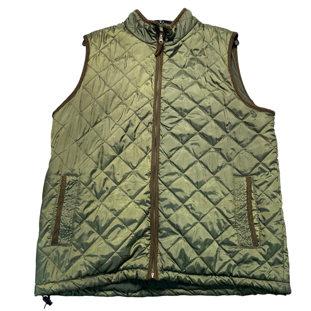 Tricots St Raphael Mens Quilted Vest Olive Green Full Zip Large
